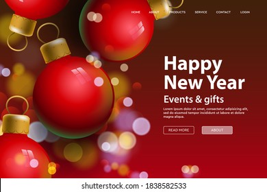 Happy New Year web page template. Vector illustration for landing page, poster, banner and website development.