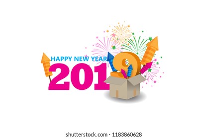 Happy New Year white background