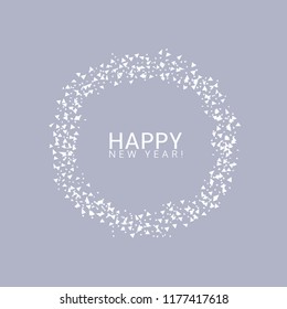 Happy New year. White snow label over blue background, Vector illustration