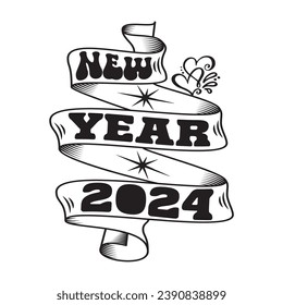 Happy new year white  T shirt design 