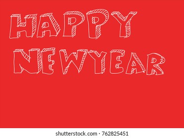 Happy New Year white text on red background. For fill in the text