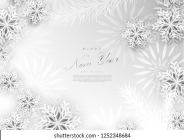 Happy new year white winter docoration background template vector design