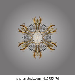 Happy New Year winter background. Vector design for textile, wallpaper, fabric, wrapping paper. And gray simple Christmas pattern - varied Xmas snowflakes with dots.