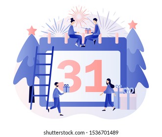 Happy New Year. Winter Holidays concept. Modern flat cartoon style. Vector illustration