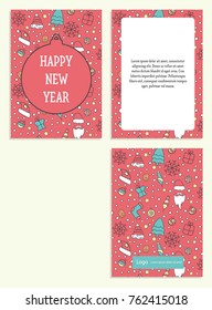 Happy New Year winter holidays postcard with 