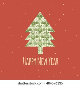 Happy new year winter poster. Christmas card. Vector illustration