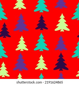 Happy New Year. Winter time  Design illustration. A lot of fir-trees. Decorative wallpaper, good for printing. 