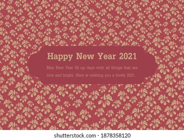 Happy New Year Wishes 2021. Vector inspired by paper stencil in Thai style. Floral Thai Vector