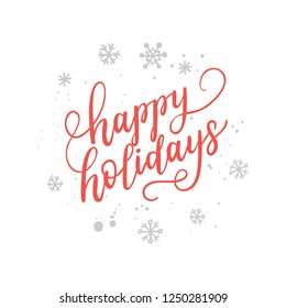 Happy New Year wishes for label emblem, logo, text, greeting card. Vector winter holidays backgrounds with hand lettering calligraphy