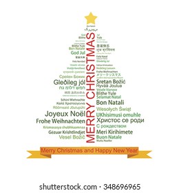 Happy New Year word tag could shaped as a tree, Blank Greeting Card 
with text. Isolated on white