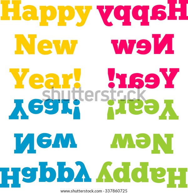 Happy New Year Words Mirror Reflections Stock Vector Royalty Free