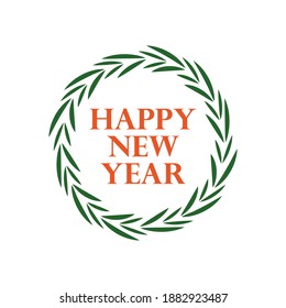 Happy New Year with wreath banner