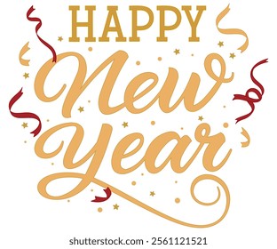 happy new year writing vector