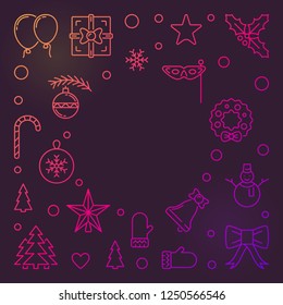 Happy New Year or Xmas colorful vector outline background with empty space for your text
