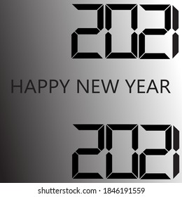 Happy New Year xmas holiday card with digital lcd electronic display number 2021 vector illustration