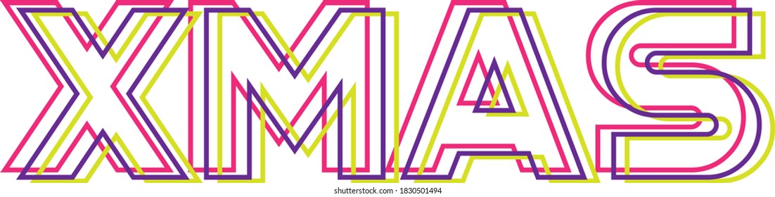 Happy New Year XMAS Text. 3d effect in vector format. 3 colours text.