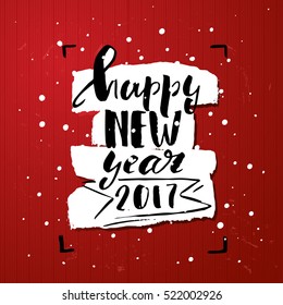  Happy new year. Xmas vector background. Hand drawn calligraphy