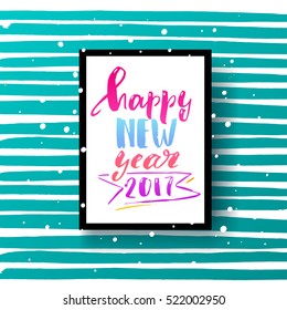  Happy new year. Xmas vector background. Hand drawn calligraphy