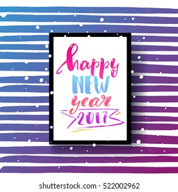  Happy new year. Xmas vector background. Hand drawn calligraphy