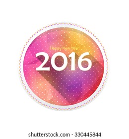 Happy New Year2016, Low Poly Background, Vector Card, Banner