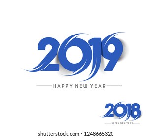 Happy New Year2018- 2019 Text Design  Patter, Vector illustration.