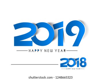 Happy New Year2018- 2019 Text Design  Patter, Vector illustration.