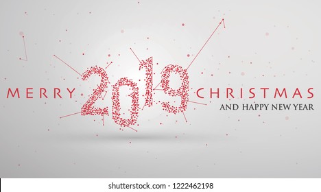 Happy new year,2019 on abstract gray technology background, Vector illustration.