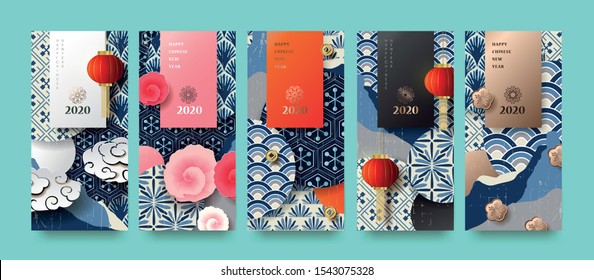 Happy new year.2020 Chinese New Year Greeting Card, poster, flyer or invitation design.Vector illustration.