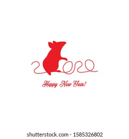 Happy new year,2020 happy Chinese new year rat vector on a white background