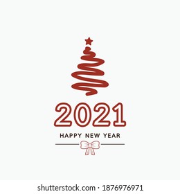 Happy new year2021 poster. Christmas tree vector. Christmas tree tag. Christmas post card.