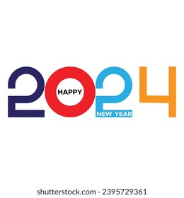 happy new year2024 celebration, vector decoration, design, latter, symbol, December season, color, Christmas decoration, flat design, line art, logo, isolated, winter, banner - sign, holiday.