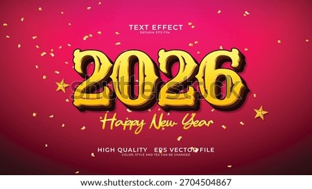 happy new year2026  3d text effect and editable text effect with luxury background and balloon decorations