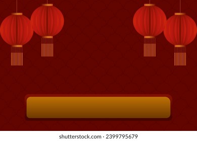 Happy New year.Chinese new year on red backgroun and red lantern asian elements paper cut with craft style on background