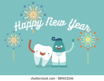 Happy New year,dental concept