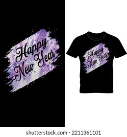 Happy New Year-Floral T-Shirt Design,Eps File.