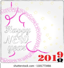 Happy New Year.Holiday scene with Christmas ball and decoration.Happy Holiday.