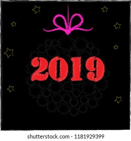 Happy New Year.Holiday scene with Christmas ball and decoration.Happy Holiday.