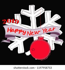 Happy New Year.Holiday scene with Christmas ball and decoration.Happy Holidays.