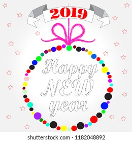 Happy New Year.Holiday scene with Cristmas ball and decoration.Happy Holiday.