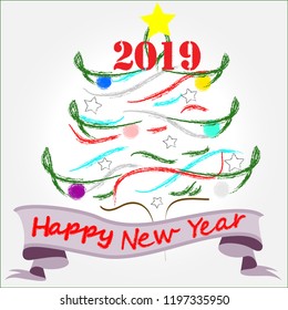 Happy New Year.Holiday scene with decoration.Happy Holidays.