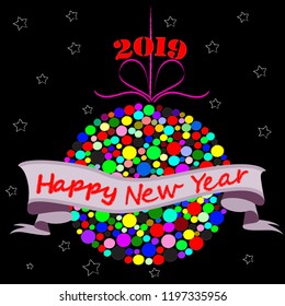 Happy New Year.Holiday scene with decoration.Happy Holidays.