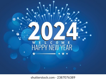 Happy new years 2024 vector design for social media ads and promotions with blue background New years banner template promotion 