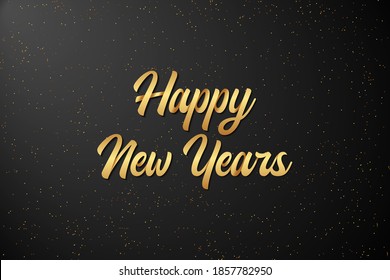 Happy new years background with golden text on black