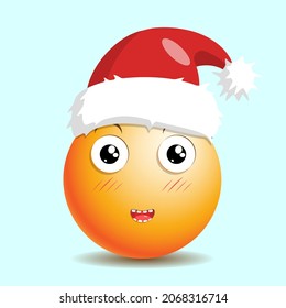 Happy New Years emoji in a festive red hat.