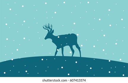 Happy New Years with reindeer scenery
