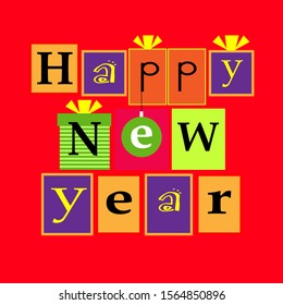 Happy New Years text template. Vector illustration