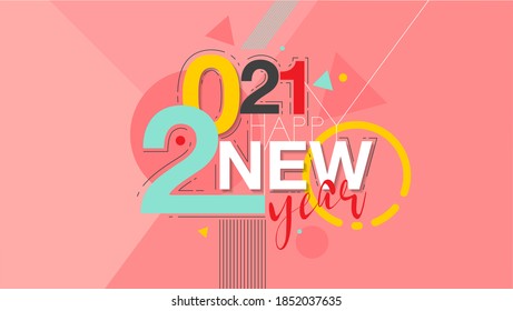 Happy New Yoear banner. Modern design template with 2021 for concept design. 2021 new year poster. Vector  banner. Concept design. Vector illustration easy editable Your design.