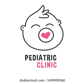 Happy Newborn Baby Child on Logo Pediatric Clinic