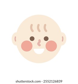 Happy newborn baby head. Healthcare, facial expressions, feeling, child care concepts. Flat people character vector design isolated illustrations.