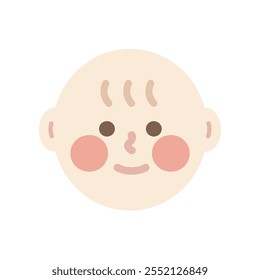 Happy newborn baby head. Healthcare, facial expressions, feeling, child care concepts. Flat people character vector design isolated illustrations.